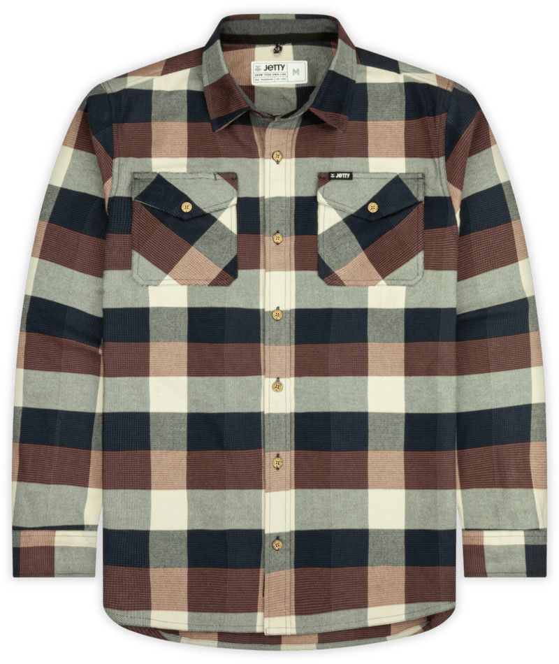 JETTY MENS BREAKER FLANNEL LONG SLEEVE SHIRT 25, Color: HEATHER STONE, Size: MEDIUM