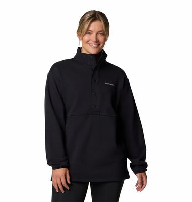 FRONT VIEW OF COLUMBIA WOMENS HART MOUNTAIN™ 1/2 SNAP TUNIC SWEATER WITH COMFORT AND DUAL POCKETS