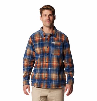 FRONT VIEW OF COLUMBIA MENS STEENS MOUNTAIN™ PRINTED FLANNEL II LONG SLEEVE SHIRT WITH LIGHT WARMTH