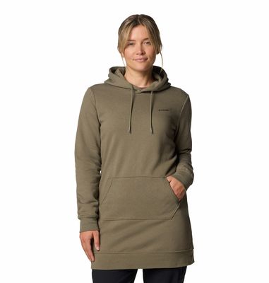 FRONT VIEW OF COLUMBIA WOMENS BURR TRAIL™ LONG HOODIE WITH ADJUSTABLE HOOD AND KANGAROO POCKET