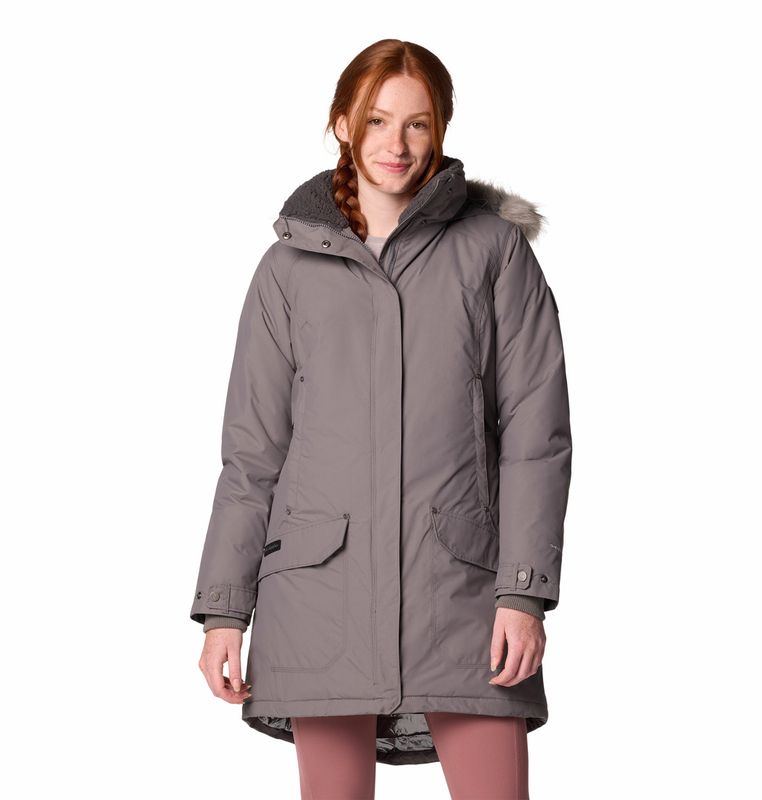 FRONT VIEW OF COLUMBIA WOMENS ICELANDITE™ TURBODOWN™ II WINTER JACKET WITH MAXIMUM WARMTH