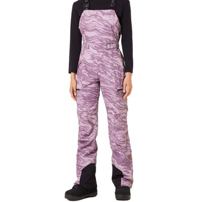 FRONT VIEW OF OAKLEY WOMENS TNP SHELL BIB SNOW PANT WITH BREATHABILITY AND REPELS WATER
