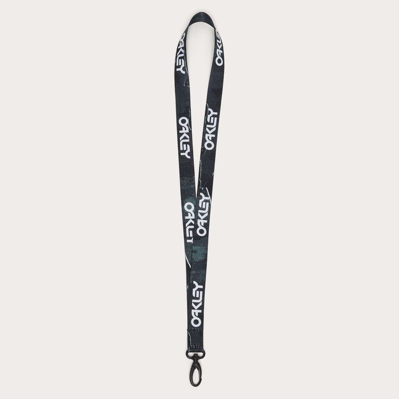 FRONT VIEW OF OAKLEY UNISEX WANDERLUST LANYARD HARDWARE WITH DURABLE CLIP AND EYE-CATCHING DESIGN