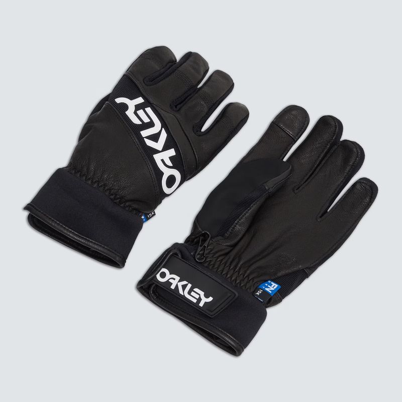 FULL VIEW OF OAKLEY MENS FACTORY WINTER 2.0 GLOVE WITH LEATHER EXTERIOR AND WATERPROOF