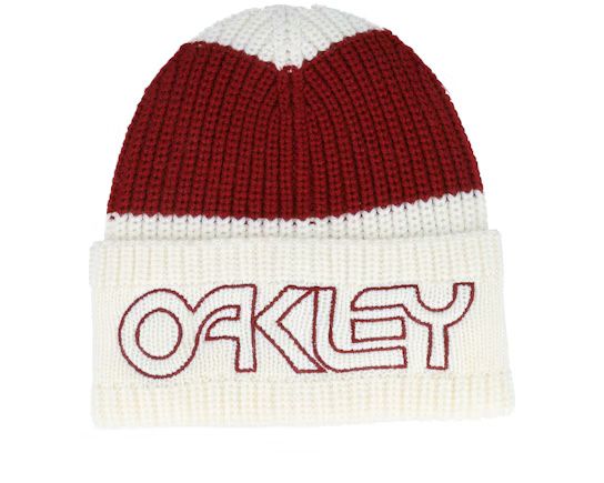 FRONT VIEW OF OAKLEY UNISEX TNP DEEP CUFF BEANIE WINTER HAT WITH RETRO STYLE AND WARM WOOL FABRIC