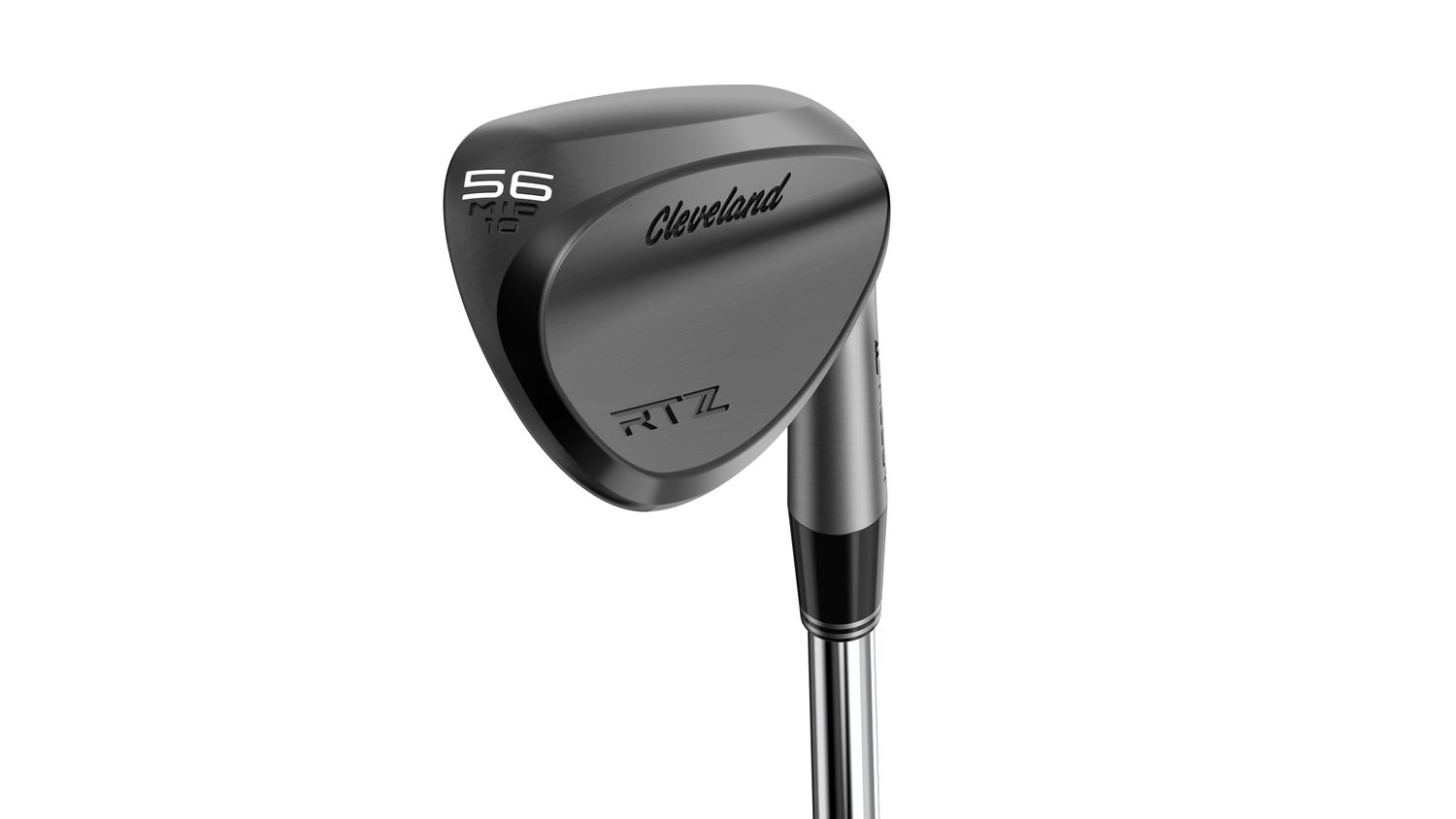 FRONT VIEW OF CLEVELAND UNISEX RTZ BLACK SATIN WEDGE WITH Z-ALLOY