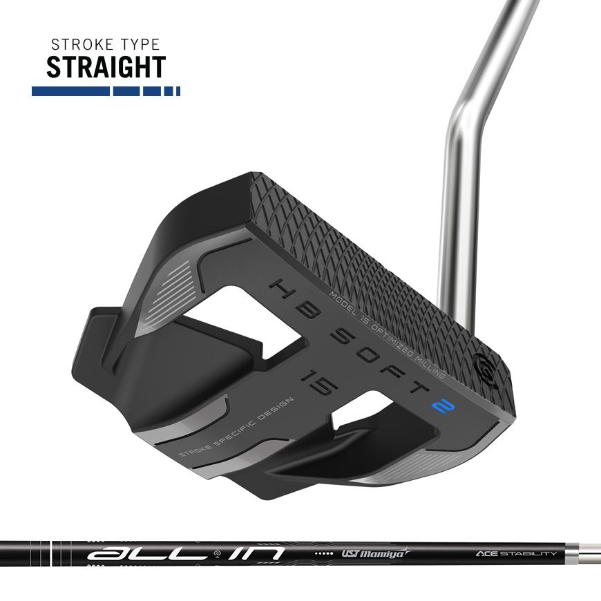 MAIN IMAGE OF CLEVELAND UNISEX HB SOFT 2 BLACK #15 SINGLE BEND PUTTER IN RIGHT 34&quot; GRAPHITE/STEEL