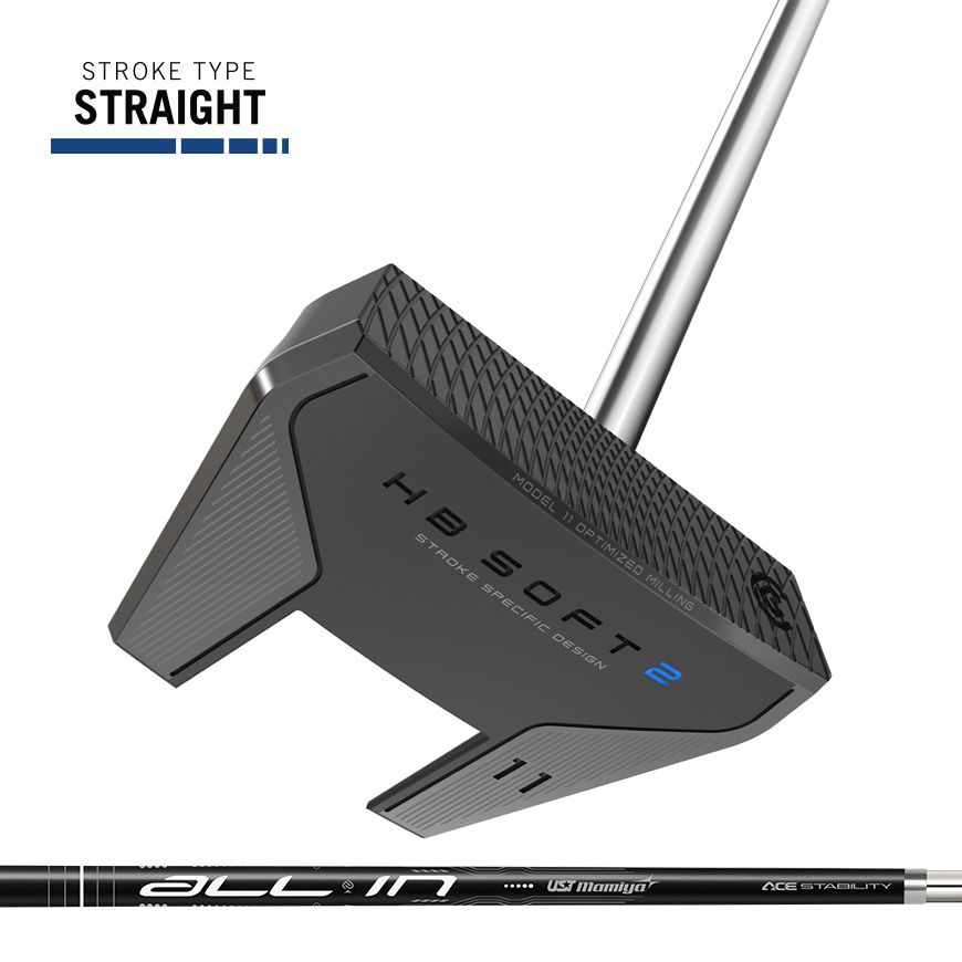 MAIN IMAGE OF CLEVELAND UNISEX HB SOFT 2 BLACK #11 CENTER SHAFT PUTTER IN RIGHT 35&quot; GRAPHITE/STEEL