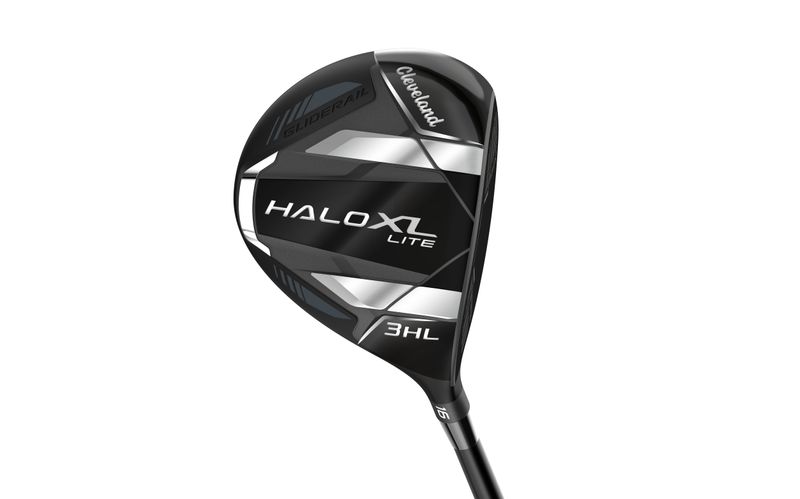 FRONT VIEW OF CLEVELAND MENS HALO XL LITE FAIRWAY WOOD WITH LITE-WEIGHT DESIGN AND GLIDERAIL