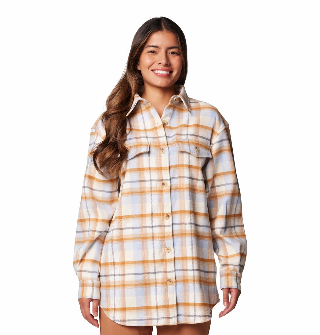 MAIN IMAGE OF COLUMBIA WOMENS CALICO BASIN™ FLANNEL LONG SLEEVE SHIRT IN CHALK CLASSIC TARTAN XS