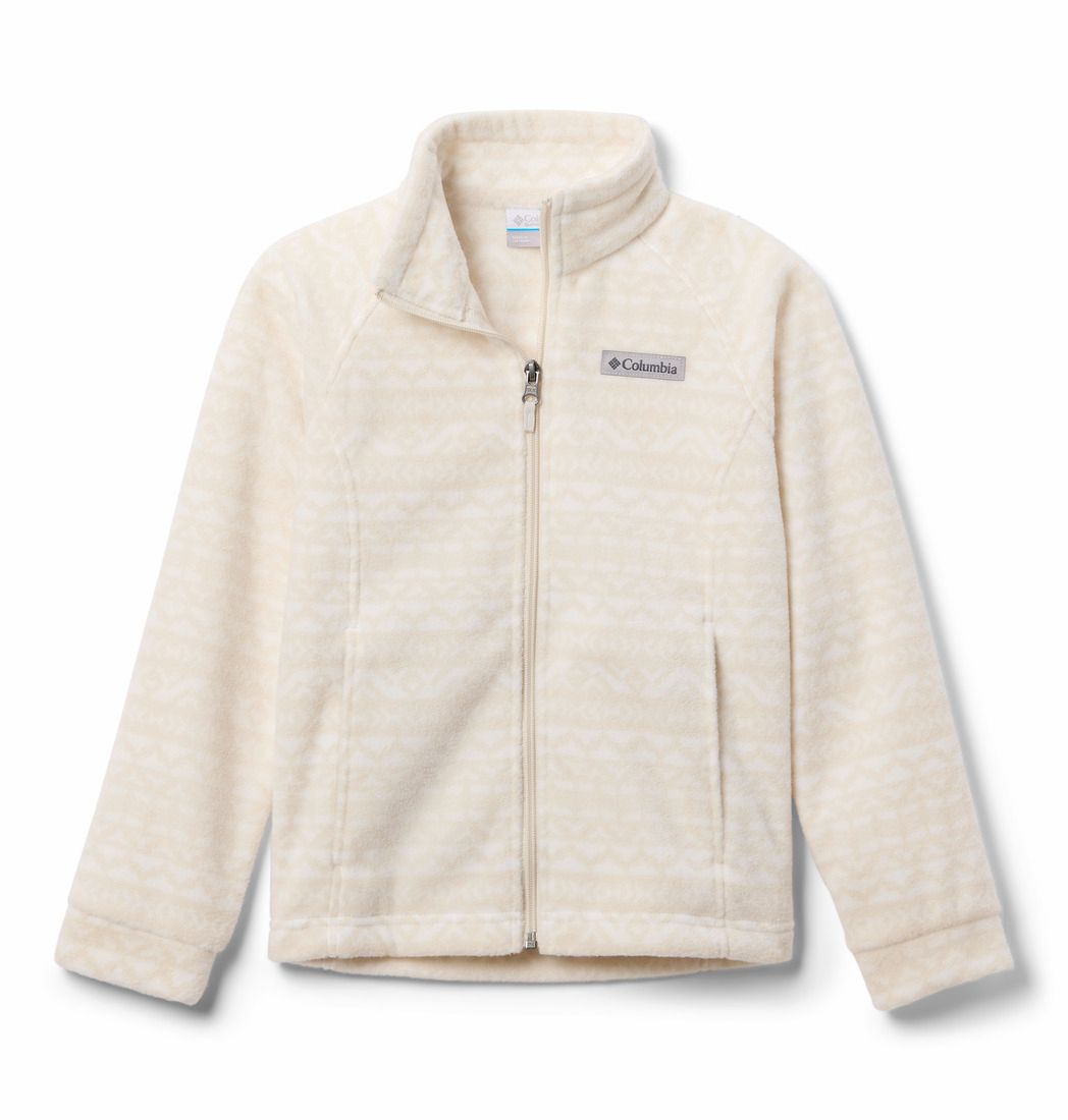 MAIN IMAGE OF COLUMBIA GIRLS BENTON SPRINGS™ II PRINTED FLEECE SWEATER IN WHITE MADRAS TONAL XXS