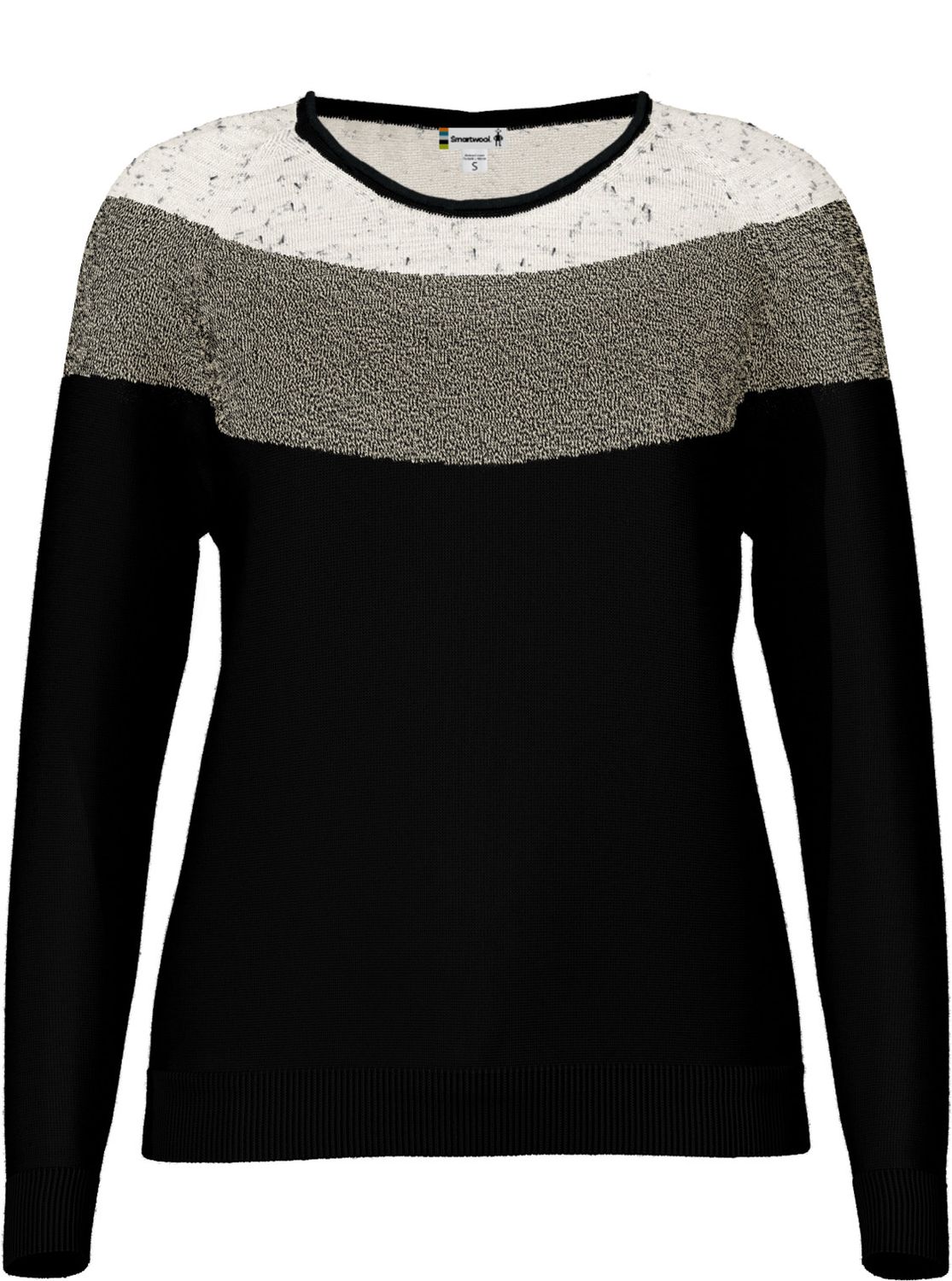 SMARTWOOL WOMENS EDGEWOOD COLORBLOCK CREW SWEATER 25, Color: BLACK, Size: SMALL