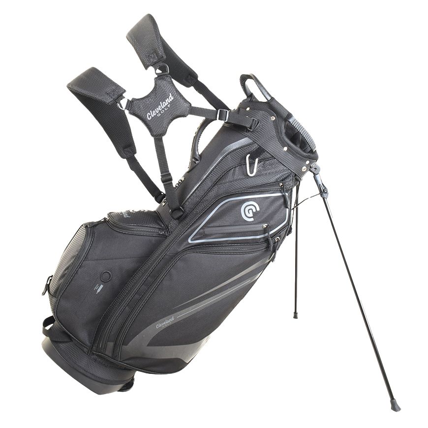 MAIN IMAGE OF CLEVELAND UNISEX LIGHTWEIGHT 14-WAY STAND BAG IN BLACK/BLACK WITH 14-WAY DIVIDER TOP