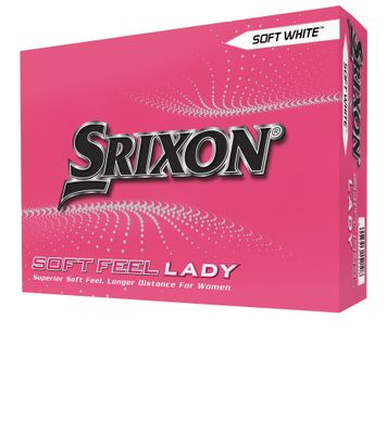 FRONT VIEW OF SRIXON WOMENS SOFT FEEL LADY GOLF BALL WITH FASTLAYER CORE AND SPEED DIMPLE™ PATTERN