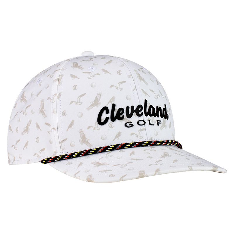 FRONT VIEW OF CLEVELAND MENS PATTERN ROPE HAT WITH 3D CLEVELAND GOLF LOGO
