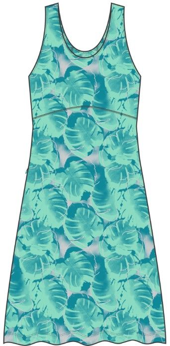 MAIN IMAGE OF HUK WOMENS ICON PRINTED DRESS IN ALGIERS BLUE XS WITH SWEAT WICKING AND ODOR FIGHTING