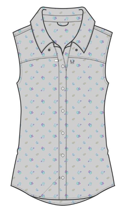 MAIN IMAGE OF HUK WOMENS TIDE POINT PRINTED TANK TOP IN HARBOR MIST XS WITH SOFT FABRIC