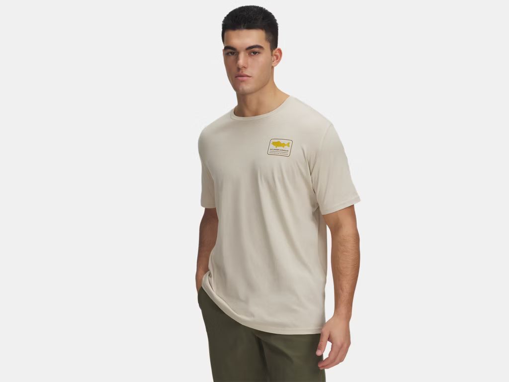 MAIN IMAGE OF UNDER ARMOUR MENS UA WALLEYE SHORT SLEEVE SHIRT IN SANDSTORM/GOLD LEAGUE SMALL