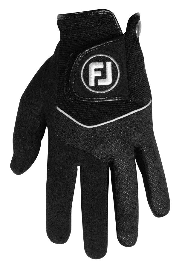 MAIN IMAGE OF FOOTJOY MENS RAINGRIP GOLF GLOVE IN BLACK MEDIUM WITH WET WEATHER PERFORMANCE