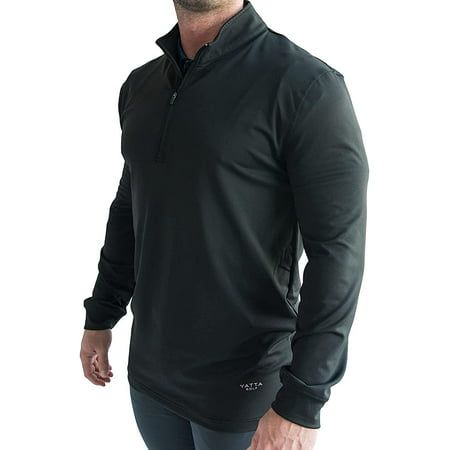 MAIN IMAGE OF YATTA MENS BLACK QUARTER ZIP SWEATER IN BLACK MEDIUM WITH 4-WAY STRETCH