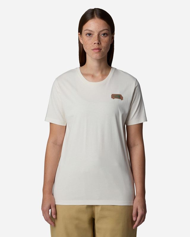 FRONT VIEW OF THE NORTH FACE WOMENS OUTDOOR GRAPHIC SHORT SLEEVE SHIRT WITH BREATHABLE FABRIC