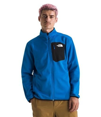 FRONT VIEW OF THE NORTH FACE MENS CREST FULL ZIP SWEATER WITH STRETCHY FABRIC AND WATER REPELLENCY
