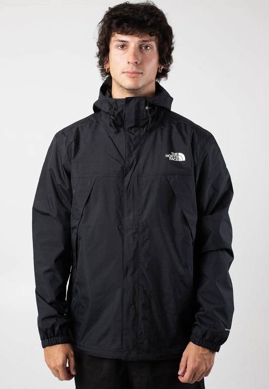 FRONT VIEW OF THE NORTH FACE MENS ANTORA RAIN JACKET WITH WINDPROOF FABRIC AND WATERPROOFING