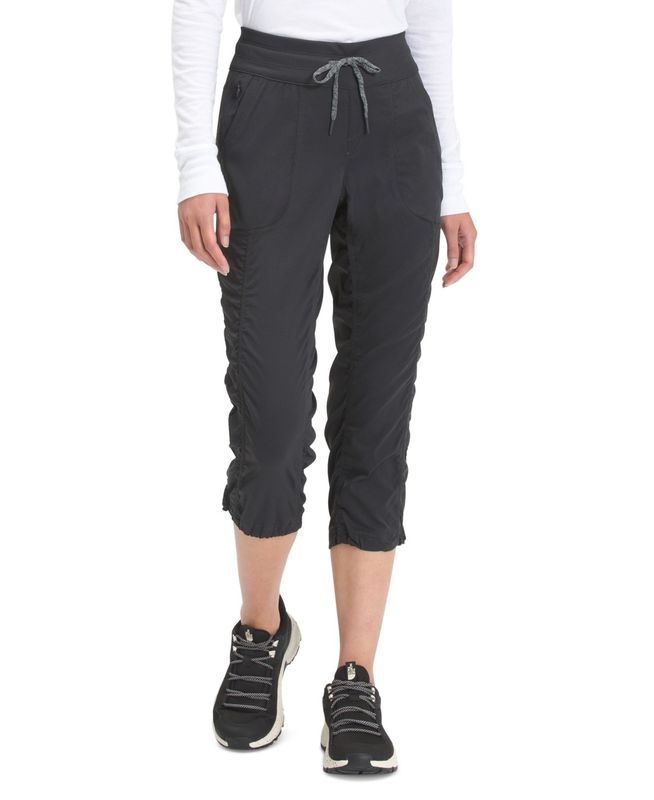 FRONT VIEW OF THE NORTH FACE WOMENS APHRODITE 2.0 CAPRI WITH WATER REPELLENCY AND WICKS MOISTURE