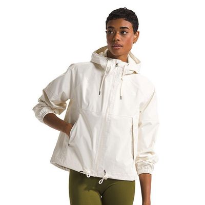 FRONT VIEW OF THE NORTH FACE WOMENS ANTORA HOODED RAIN JACKET WITH WINDPROOF FABRIC