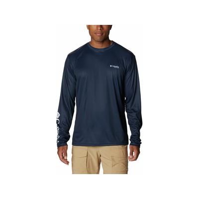 FRONT VIEW OF COLUMBIA MENS TERMINAL TACKLE PFG™ FISH STAR LONG SLEEVE SHIRT WITH UPF 50