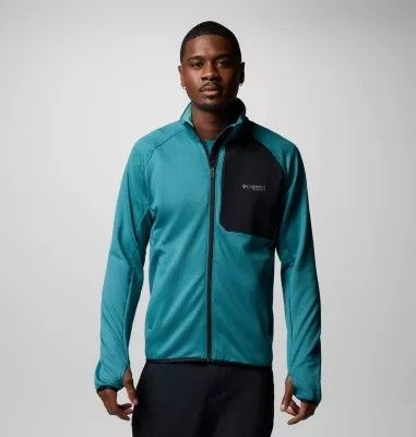 FRONT VIEW OF COLUMBIA MENS TRIPLE CANYON™ GRID FLEECE FULL ZIP II SWEATER WITH BREATHABLE FLEECE