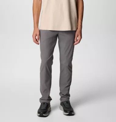 FRONT VIEW OF COLUMBIA MENS BLACK MESA™ 5 POCKET CHINO PANT WITH RAIN &amp; STAIN REPELLENT