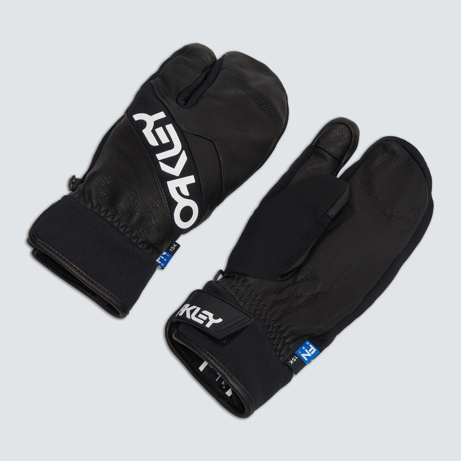 MAIN IMAGE OF OAKLEY MENS FACTORY WINTER TRIGGER 2 MITTEN IN BLACKOUT SMALL WITH LEATHER EXTERIOR