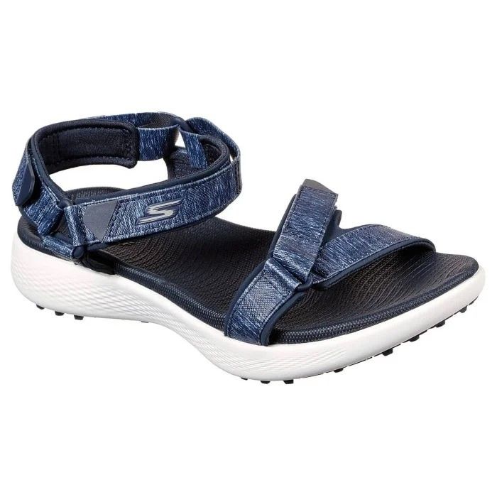 MAIN IMAGE OF SKECHERS WOMENS GO GOLF 600 SPIKELESS GOLF SANDALS IN NAVY/WHITE 5 WITH CUSHIONING