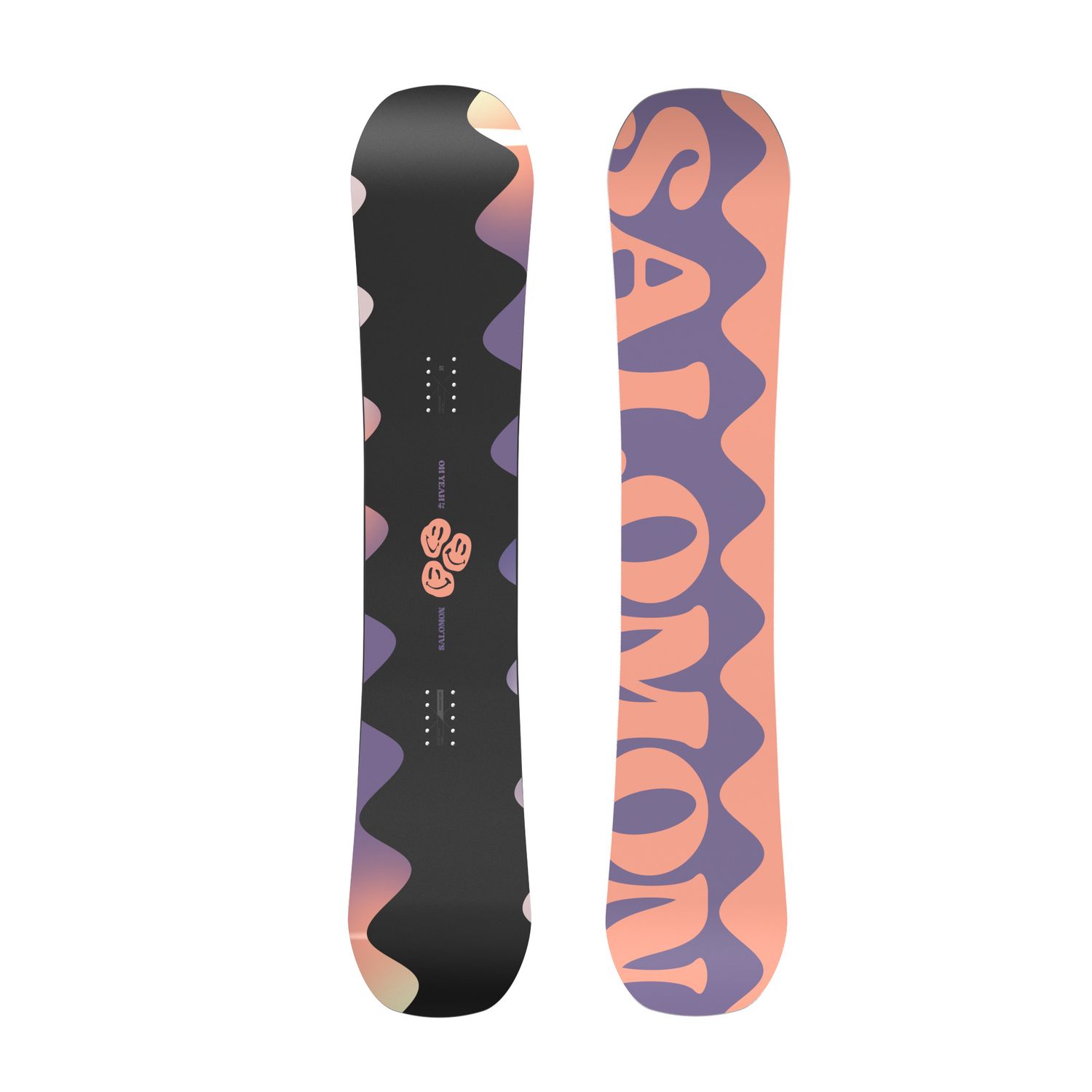 SALOMON WOMENS OH YEAH SNOWBOARD 24, Color: BLACK/ORANGE/PURPLE, Size: 138