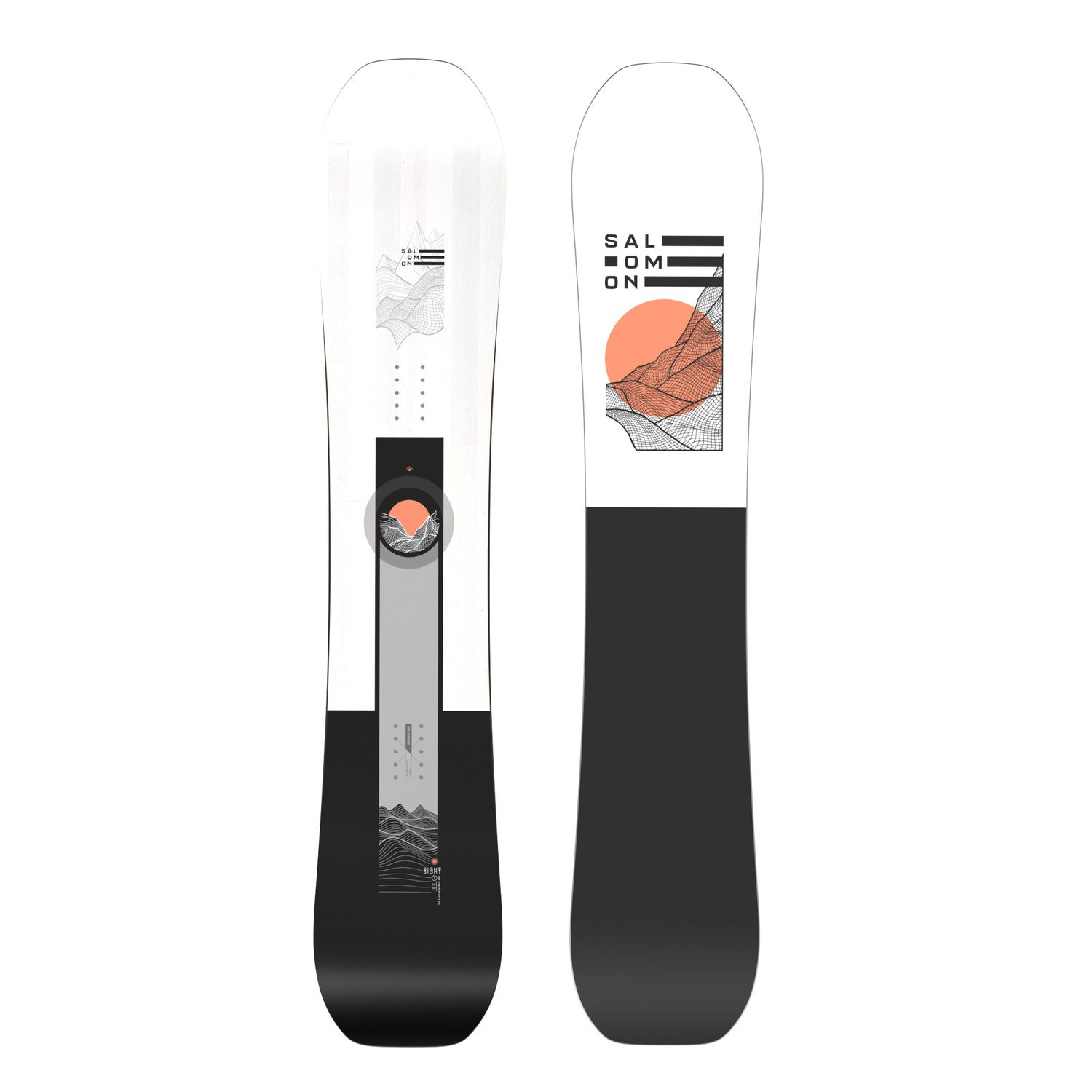 SALOMON MENS SIGHT SNOWBOARD 24, Color: BLACK/WHITE/ORANGE, Size: 147