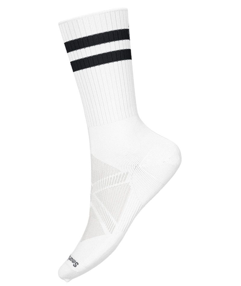 SMARTWOOL UNISEX ATHLETIC STRIPE CREW SOCKS 24, Color: WHITE, Size: SMALL