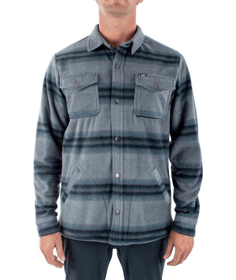 JETTY MENS THE CONCORDIA FLEECE LONG SLEEVE SHIRT 24, Color: FOG, Size: SMALL