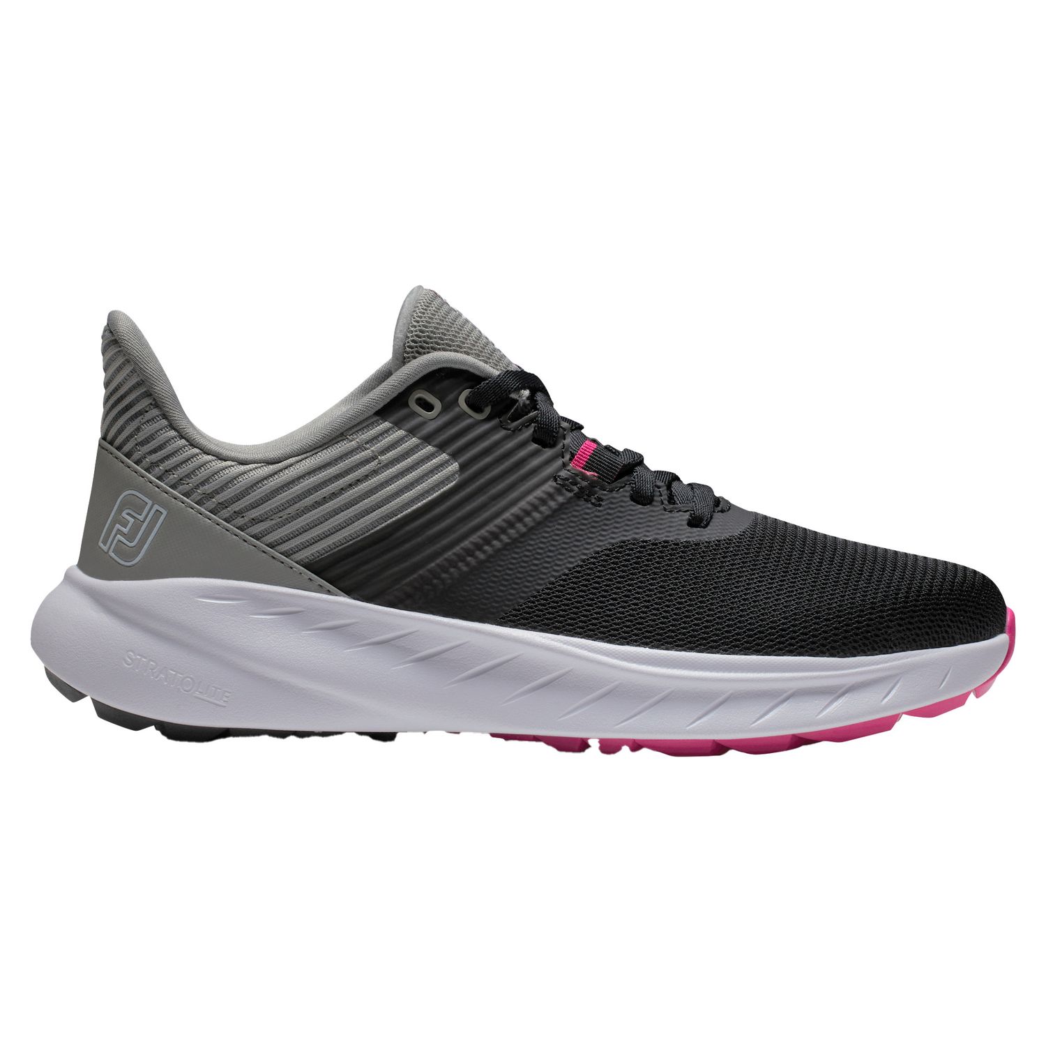 FOOTJOY WOMENS FLEX SPIKELESS LACED GOLF SHOES 24, Color: BLACK/GRAY/WHITE, Size: 6