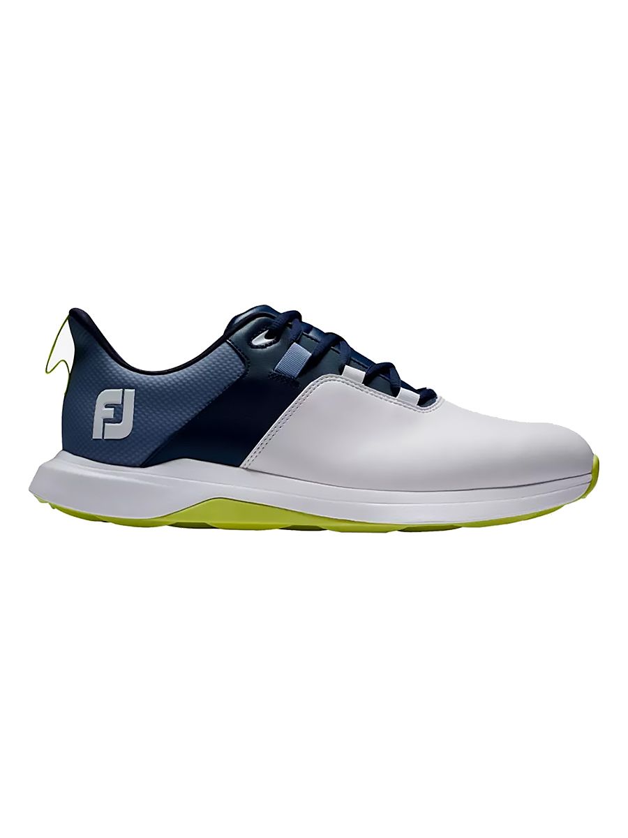 FOOTJOY MENS PROLITE SPIKELESS LACED GOLF SHOES 24, Color: WHITE/NAVY/LIME, Size: 9