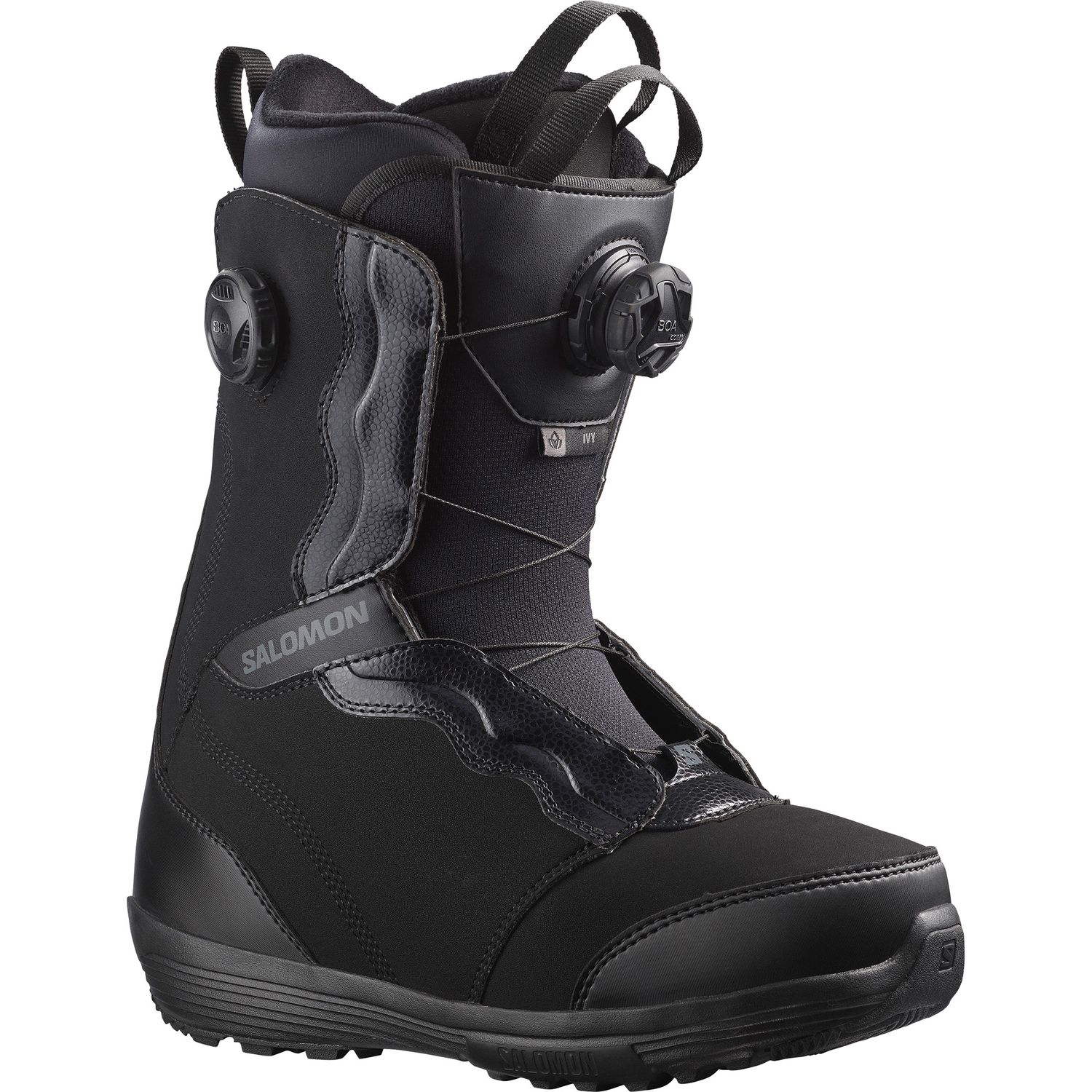 SALOMON WOMENS IVY BOA SJ BOA SNOWBOARD BOOTS 24, Color: BLACK/CASTLEROCK GRAY, Size: 6.5
