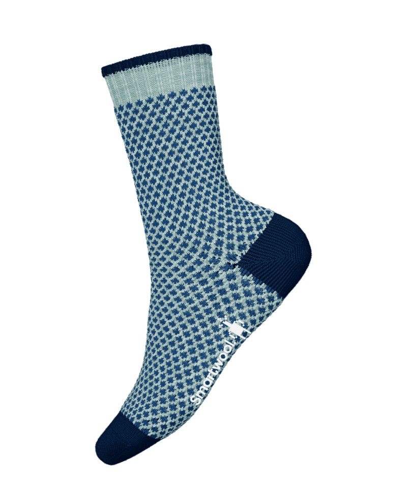 SMARTWOOL UNISEX EVERYDAY POPCORN POLKA DOT CREW SOCKS 24, Color: FROSTY GREEN, Size: SMALL