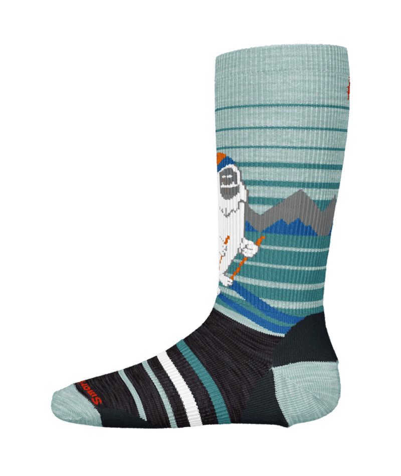 SMARTWOOL YOUTH WINTERSPORT FULL CUSHION YETI PATTERN OTC SOCKS 24, Color: FROSTY GREEN, Size: MEDIUM