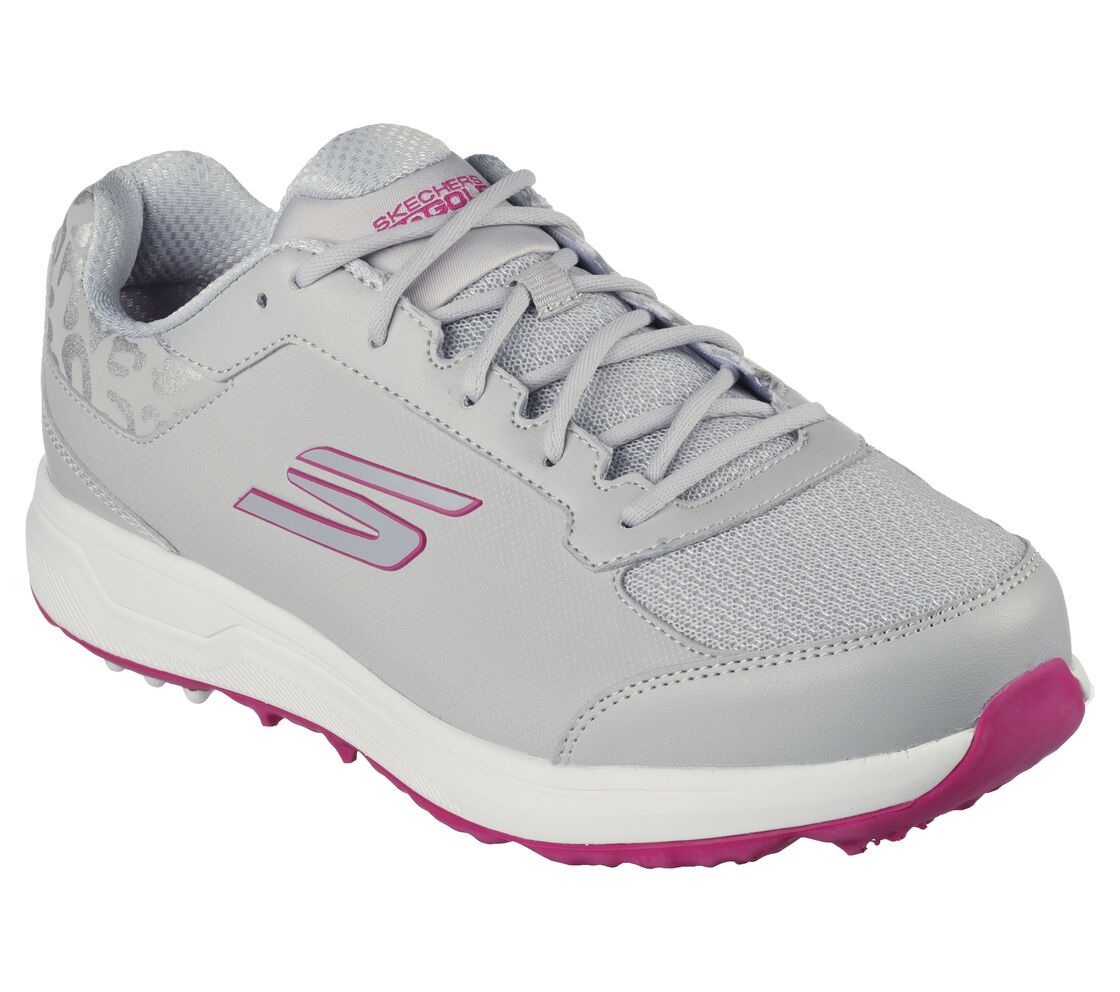 SKECHERS WOMENS GO GOLF PRIME SPIKELESS GOLF SHOES 24, Color: GRAY/PINK, Size: 6
