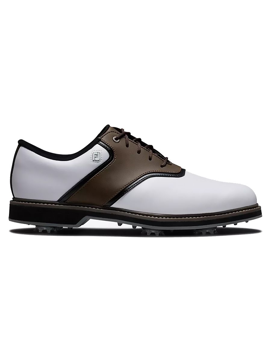 FOOTJOY MENS ORIGINALS SPIKED GOLF SHOES 24, Color: WHITE/BROWN, Size: 9