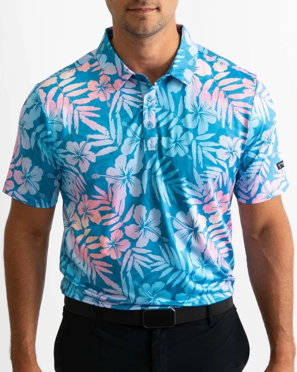 MAIN IMAGE OF YATTA MENS HO&#39;ONANEA VIBE POLO IN HO&#39;ONANEA VIBE MEDIUM WITH 4-WAY STRETCH