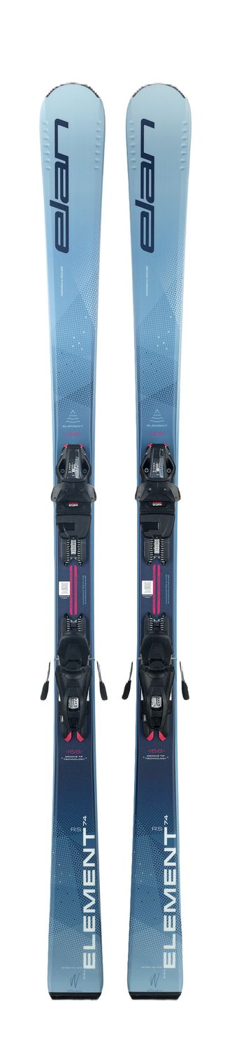 ELAN WOMENS ELEMENT 74 RS W LIGHT SHIFT W/ EL9.0 GW DOWNHILL SKIS, Color: BLUE/PINK, Size: 140