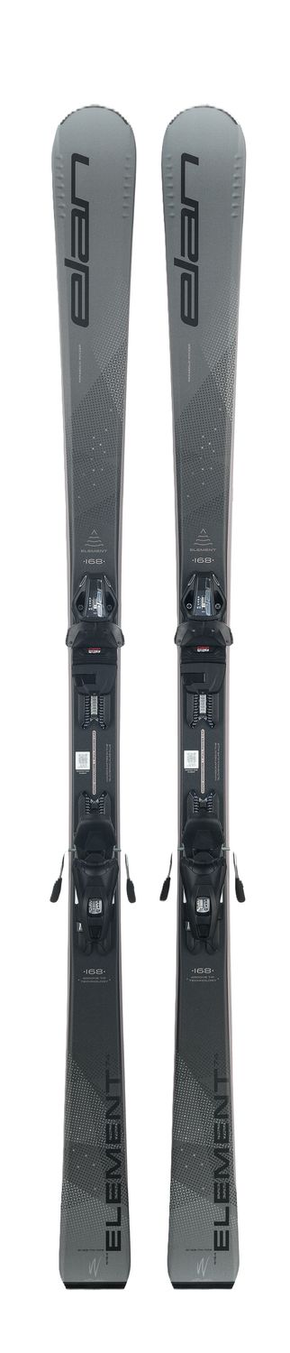 ELAN WOMENS ELEMENT 74 W BLACK LIGHT SHIFT W/ EL9.0 GW DOWNHILL SKIS, Color: BLACK/GREY, Size: 140