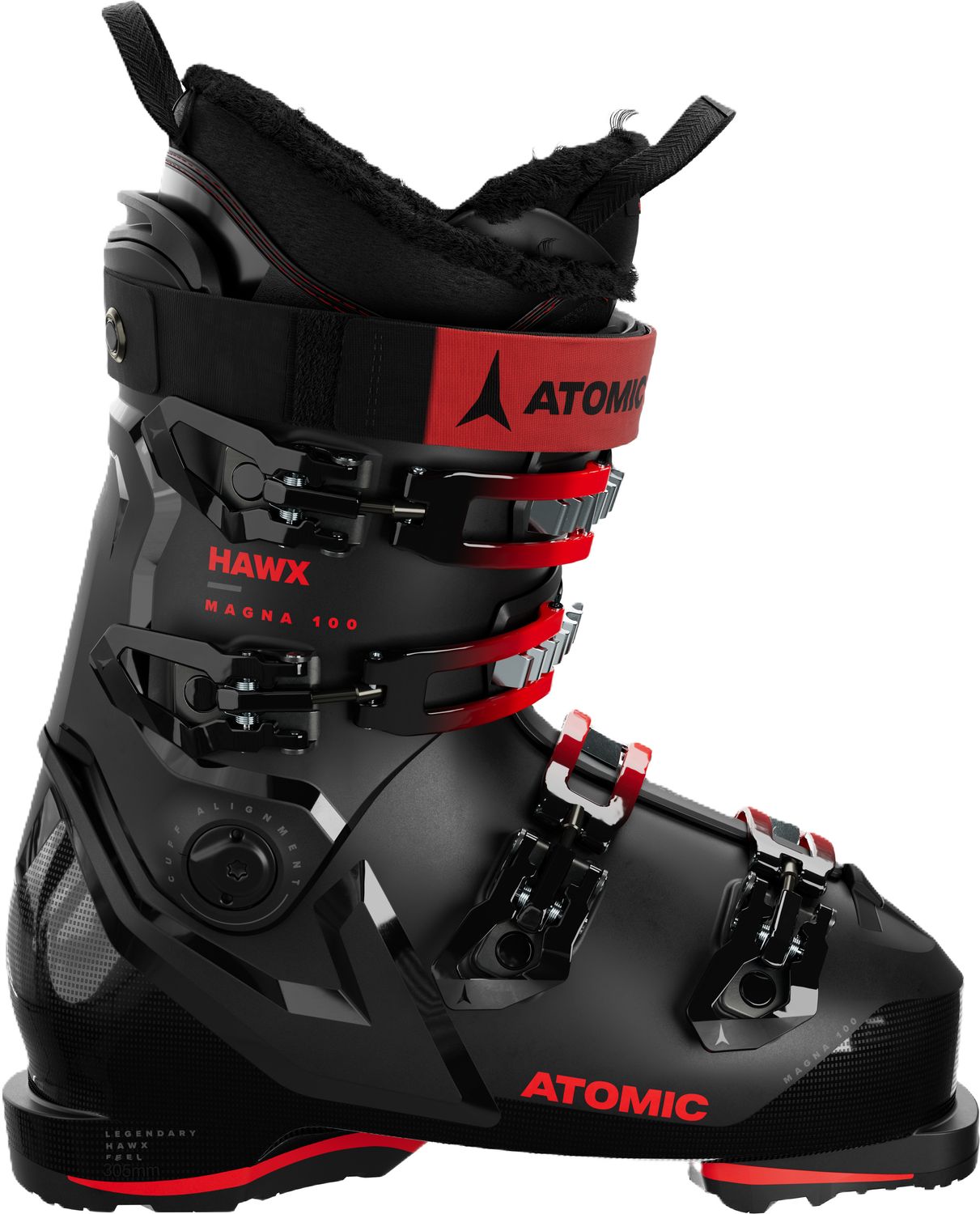 ATOMIC MENS HAWX MAGNA 100 GW DOWNHILL SKI BOOT 25, Color: BLACK/RED, Size: 26.5