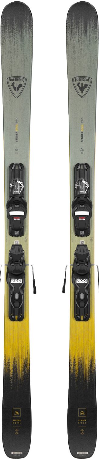 ROSSIGNOL MENS SENDER SOUL PRO W/XP10 GW DOWNHILL SKIS, Color: DARK GREEN/YELLOW/BLACK, Size: 160